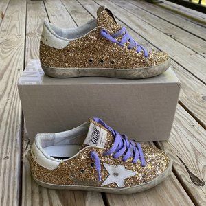 SOLD Golden Goose Deluxe Brand Superstar Gold Glitter Sneakers 37 White Purple